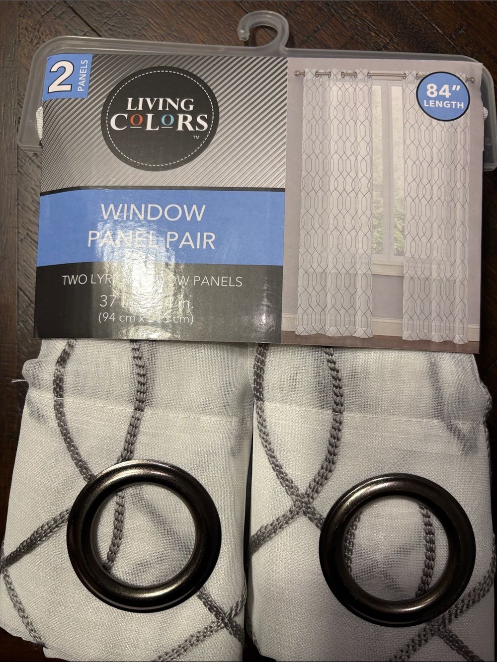 White & Gray Grommet Window Panel Pair